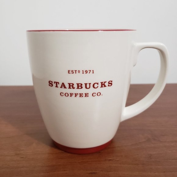 Rare Vintage Starbucks Coffee Mug 2007 Collectable White Red Accents 18oz New - Picture 1 of 5